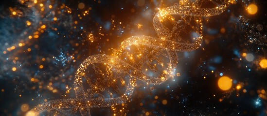 Aufkleber - Golden DNA helix in cosmic dust
