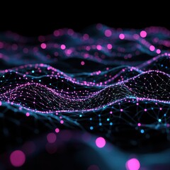 Aufkleber - Abstract Digital Waves of Colorful Light Representing Data Flow