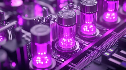 Poster - Vibrant Purple Light Emission from Electronic Components and Tubes