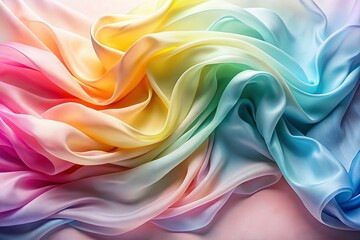 Poster - Pastel Abstract Wave Background: Silky Fabric Texture, Colorful Swirl Design