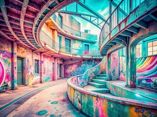 Poster - Pastel Curvilinear Lines: Urban Exploration Abstract Background for Journal Design