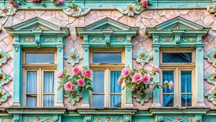 Poster - Pastel Flower Broken Line Pattern Background Texture - Architectural Photography