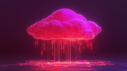 Poster - Vibrant Abstract Cloud with Neon Drops and Glowing Background