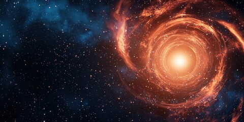 Poster - A vibrant cosmic swirl with a bright center, surrounded by twinkling stars against a deep space backdrop.