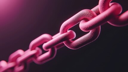 Poster - A close-up of a pink chain links against a dark background, highlighting its texture and color in a visually striking way.
