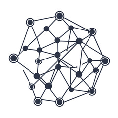 Poster - Abstract geometric network illustration with connection nodes on white
