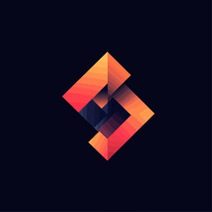 Poster - Abstract Orange and Black Geometric Logo Design on a Dark Background