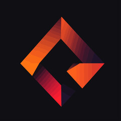 Poster - Abstract Square Logo Design with Dynamic Orange and Red Gradient Glow