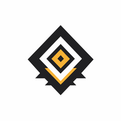 Poster - Geometric Abstract Diamond Shape Logo Design with Yellow and Black Tones