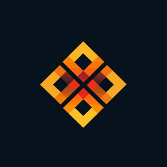 Poster - Abstract Geometric Shape with Warm Color Gradient on Dark Background
