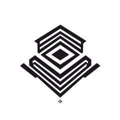 Poster - Abstract Black and White Geometric Design with Diamond and Arrow Shapes