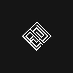 Poster - Abstract Maze Logo Design in White Lines on Black Background, Branding