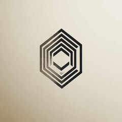 Poster - Abstract Geometric Hexagon Shape on Beige Background - Minimalist Design