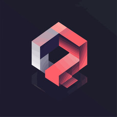 Poster - Abstract Isometric Shape with Gradient Color, Geometric Design Concept