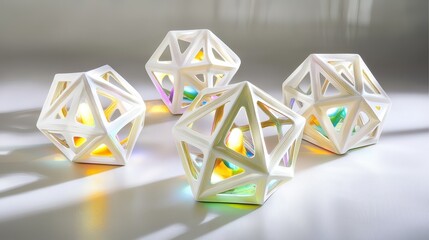 Poster - Colorful Geometric Light Sculptures Illuminating Modern Space