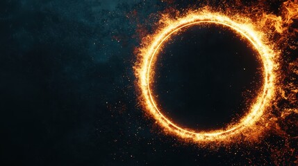 Poster - A glowing ring of fire against a dark background, creating a striking visual contrast that evokes a sense of mystery and power.