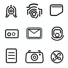 Poster - Nine Simple Black and White Icons Representing Photography and Communication
