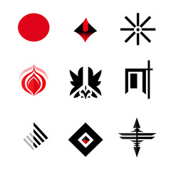 Poster - Abstract Geometric Shapes: Red Dot, Black Diamond, Modern Design Elements