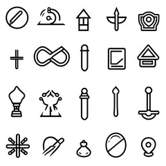 Poster - Collection of assorted black and white line art icons on a white background