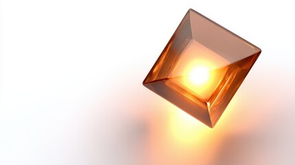 Poster - Reflective Amber Pyramid with Warm Light Emitting from Center