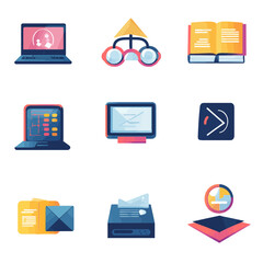 Poster - Business Tools & Communication Devices: Team Meeting, Data Analysis, Tech