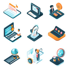 Poster - Isometric Business Data Analysis Tools for Financial and Market Growth