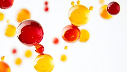 Poster - Colorful liquid spheres in mid-air