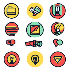 Poster - Icon set illustration representing different concepts and ideas