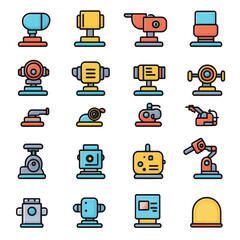 Poster - Sixteen Robotics Machines with Bold Outlines for Technological Innovation