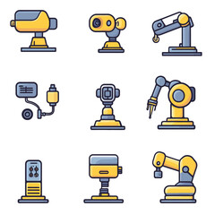 Poster - Yellow and Gray Robot Arm Collection Depicting Automation Technology