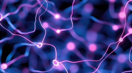 Aufkleber - Abstract Neural Network with Bright Purple and Blue Connections