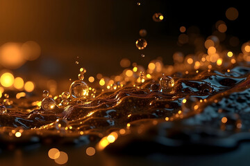 Poster - glistening droplets create a mesmerizing display of light and texture on a dark surface.