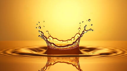 Poster - golden water splash creating ripples on a reflective surface.