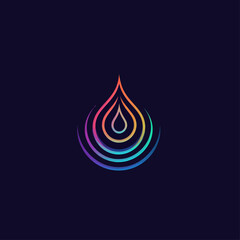 Poster - Abstract vibrant water drop logo icon design on dark background