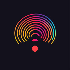 Poster - Colorful Gradient Wifi Signal on Dark Background for Technology Use