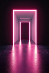Aufkleber - Neon Pink Corridor Entrance