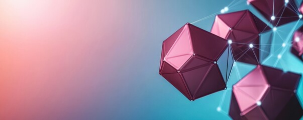 Aufkleber - A vibrant abstract design featuring geometric shapes connected by lines, set against a colorful gradient background.