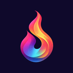 Poster - Abstract flame icon with vibrant gradient colors on dark background