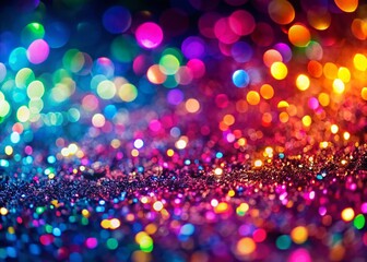 Poster - Sparkling Neon Glitter Texture Background for Social Media, Bokeh Effect