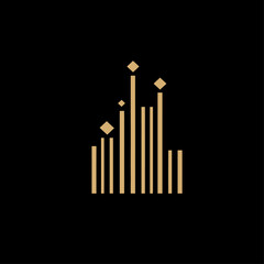 Poster - Minimalist Gold Bars and Diamonds Elegant Logo Design on Black Background
