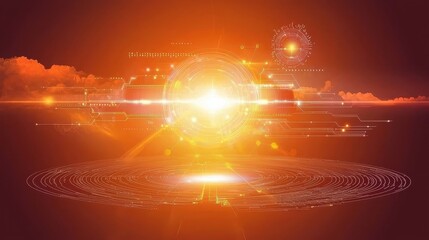 Aufkleber - Abstract Futuristic Background with Light Effects and Circuits