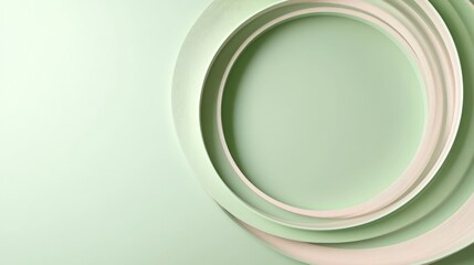 Poster - Abstract pastel green and light peach concentric circles, minimal design, backdrop, modern background, presentation, product showcase, 3D illustration