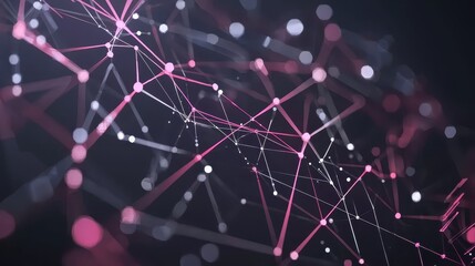 Poster - Abstract Technology Network Pattern with Pink and White Nodes