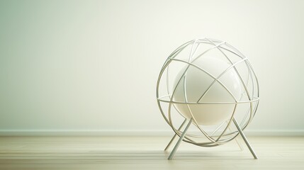 Poster - Modern Minimalist Decor with White Sphere and Wire Frame Design