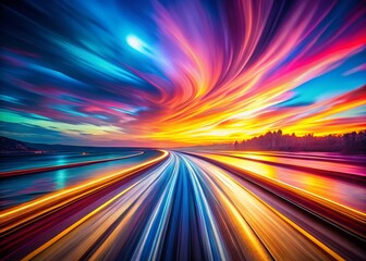 Poster - Surreal Parallel Lines Long Exposure Abstract Texture Background Stock Photo