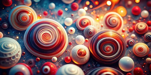 Poster - Surreal Red and White Circle Abstract Background - Psychedelic Art Stock Photo
