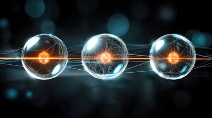 Aufkleber - Abstract Representation of Quantum Particles with Energy Connections