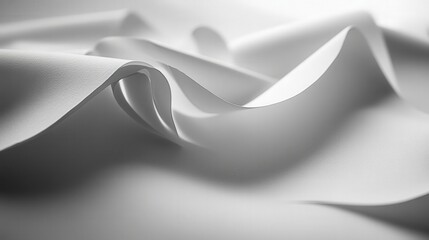 Poster - smooth, flowing white fabric draped elegantly, creating soft shadows and highlights in a serene sett