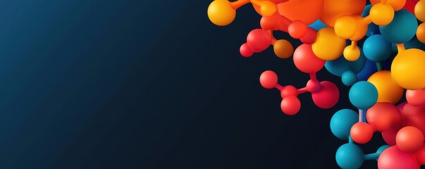 Poster - A vibrant arrangement of colorful spheres against a dark background, creating a dynamic and visually striking abstract design.