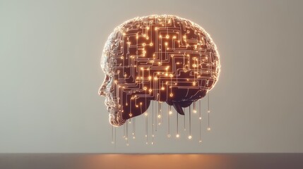 Poster - Futuristic Representation of a Human Brain with Circuitry Design